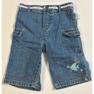 Carters Vintage Denim Wideleg Cargo jeans w/ embroidered Fish (18 Mon)